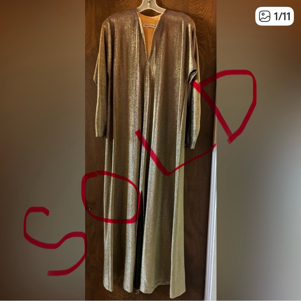 Rare  70’s Halston IV Dorian Gold Caftan Dress OSFA